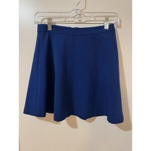 FOREVER 21 Skater Skirt Blue Short Zip Casual Solid XS Polyester Women Vintage